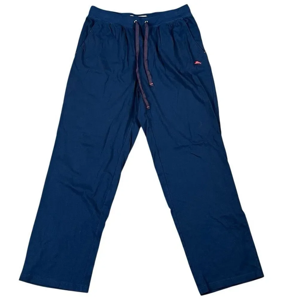 Tommy Bahama Men's Navy Blue Cotton Blend Drawstring Lounge Pants Medium